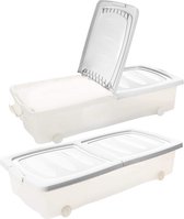 2x Boîte de Opbergbox - Boîte sous lit 32 L blanc 80x40x17cm - couvercle avec fermeture à clip
