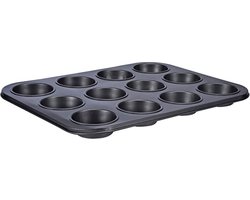 foto van Zwarte Bakvorm - 12 muffins - 36 x 28 x 3 cm