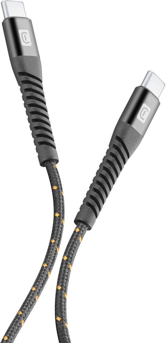 Cellularline - Usb kabel, kevlar usb-c naar usb-c 2 m, zwart