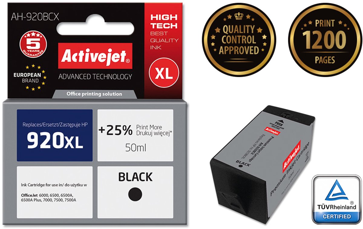 Originele inkt cartridge Activejet AH-920BCX Zwart