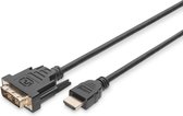 Digitus Adapterkabel DVI-D 18+1-polige stekker, HDMI-A stekker 3.00 m Zwart DB-330300-030-S HDMI-kabel