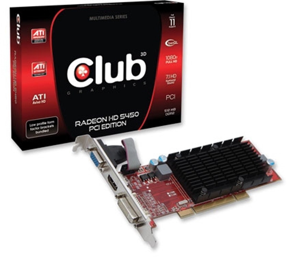 CLUB3D CGA-5452PLI videokaart AMD Radeon HD5450 0,5 GB GDDR2