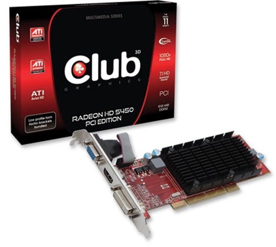 CLUB3D CGA-5452PLI videokaart AMD Radeon HD5450 0,5 GB GDDR2