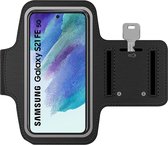 Arara Armband Geschikt voor Samsung Galaxy S21 FE sportarmband - hardloopband - Sportband hoesje - zwart