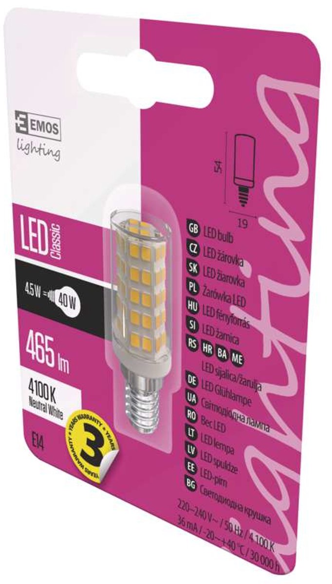 EMOS Classic LED E14 - 4.5W (40W) - Neutraal Wit - Niet Dimbaar