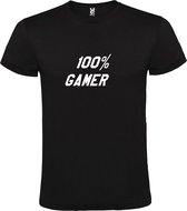 Zwart T-Shirt met “ 100 % Gamer “ afbeelding Wit Size XL