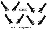 5x Paire de gants longs noirs taille L - Sinterklaas party Pieten gant gala d'hiver