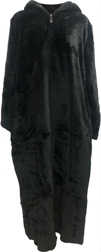Badjas warme katoenen badjas voor vrouw en man Zwart M