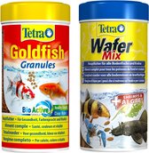Tetra Visvoer Goldfish Vlokken - Vissenvoer + Tetra Wafermix voor bodemvissen - 2x 250 ml