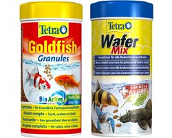 Tetra Visvoer Goldfish Vlokken - Vissenvoer + Tetra Wafermix voor bodemvissen - 2x 250 ml