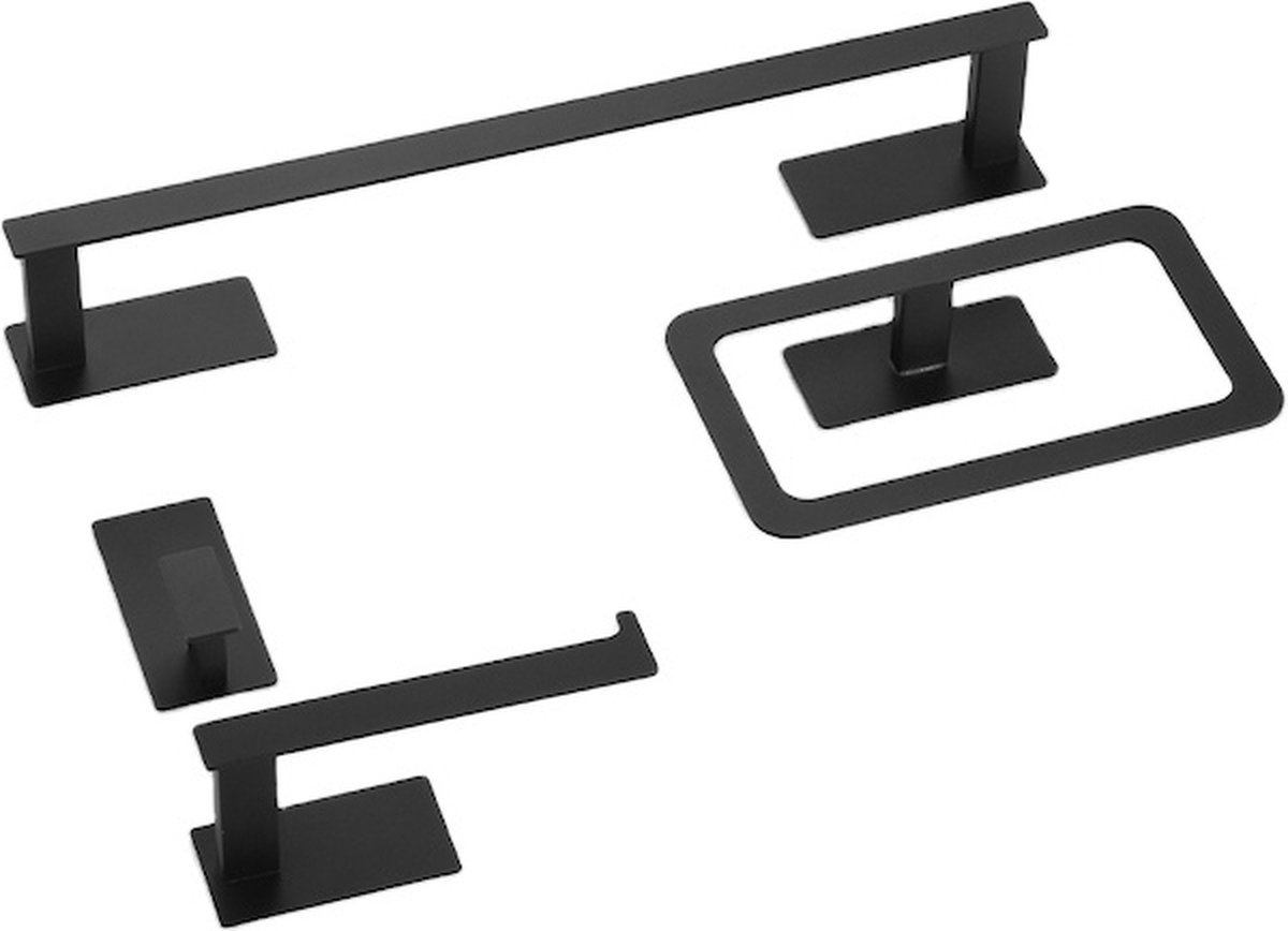 Maison Extravagante Moderno badkamer accessoireset (4-in-1) - Mat Zwart (RVS)