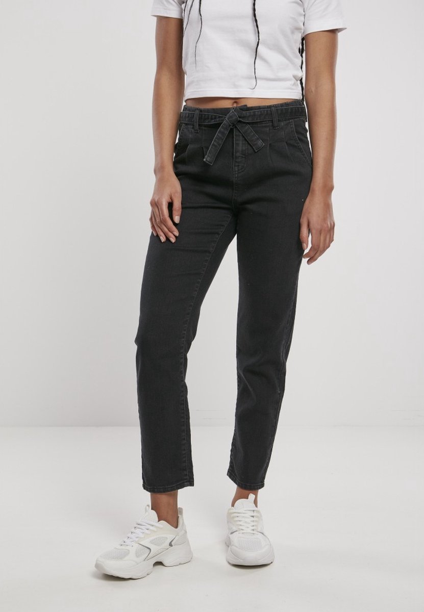 Urban Classics Ladies High Waist Knitted Chino Skinny fit broek Getaillerde spijkerbroek Taille 27 inch Zwart