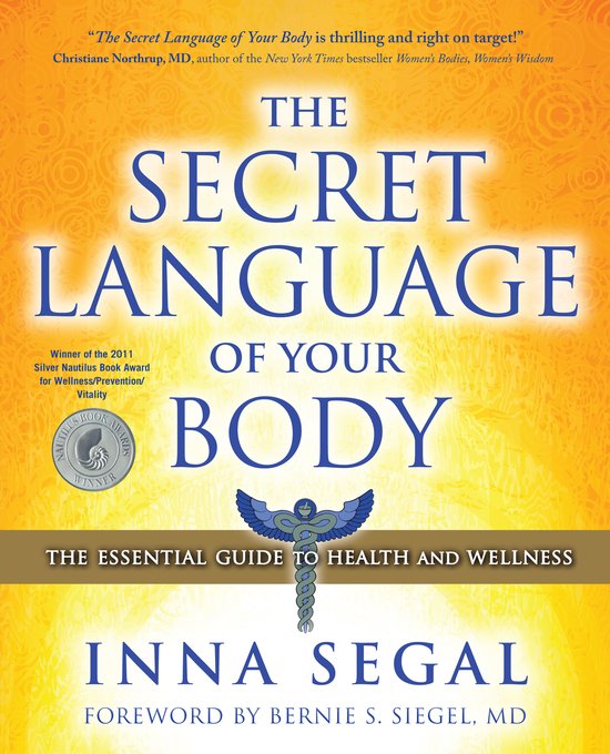 Boekhoes voor "The Secret Language of Your Body" met gouden achtergrond. De titel is in blauwe letters.