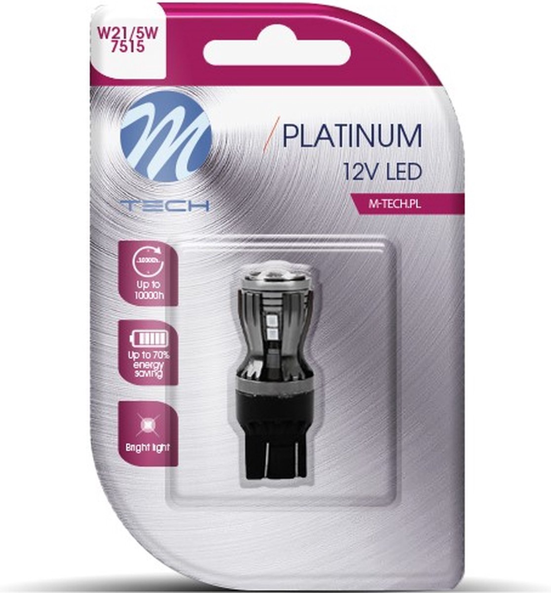 M-Tech LED - W21/5W 12V - Platinum - Canbus - 14x Led diode - Rood