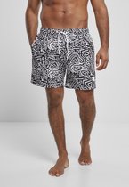 Urban Classics - Pattern Signs Zwemshorts - L - Zwart/Wit