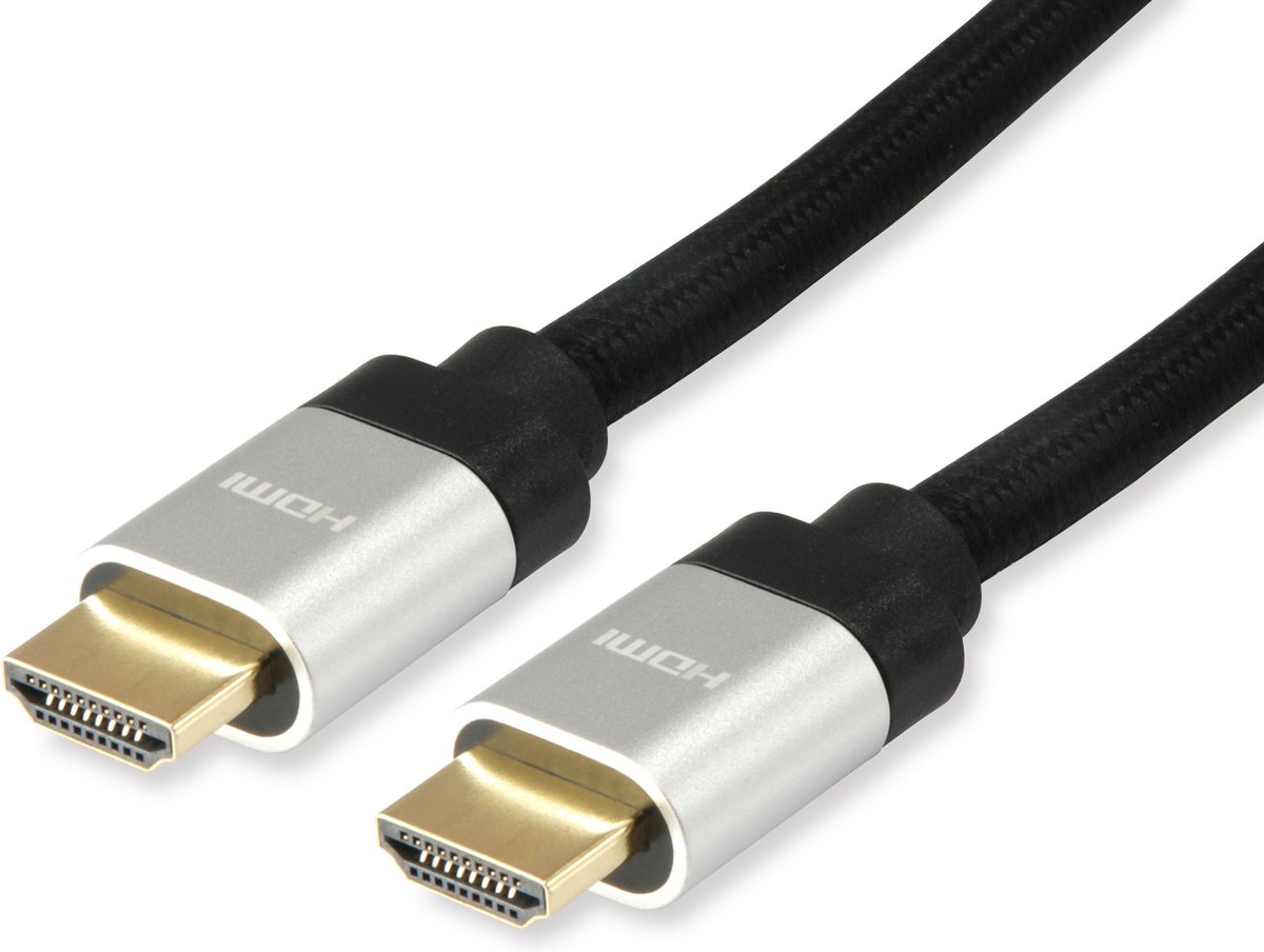 Equip 119385 HDMI kabel 10 m HDMI Type A (Standaard) Zwart, Zilver