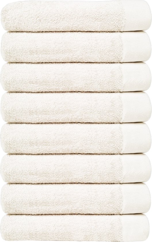 HOOMstyle Handdoeken Set Avenue - 50x100cm - 8 stuks - Hotelkwaliteit - 100% Katoen 650gr - Off White / Gebroken Wit