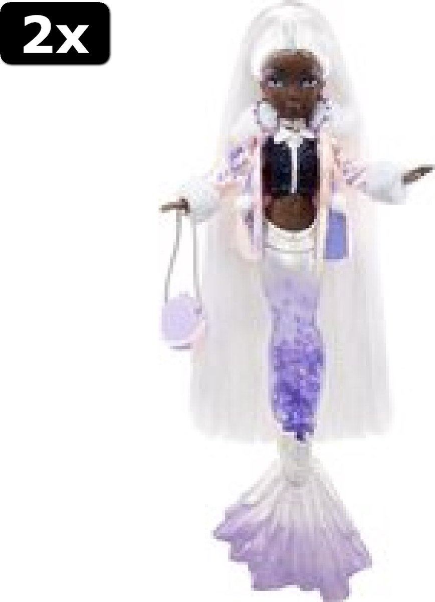 Mermaze Mermaidz Winter Waves Crystabella – Bambola Sirena Con Coda Glitterata E Pinna Che Cambia Colore Con L'Acqua Fredda, Accessori Moda, Età 4+