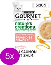 5x Gourmet Nature's Creations - Puree met Zalm & Wortel - Kattenvoer - 5x10g