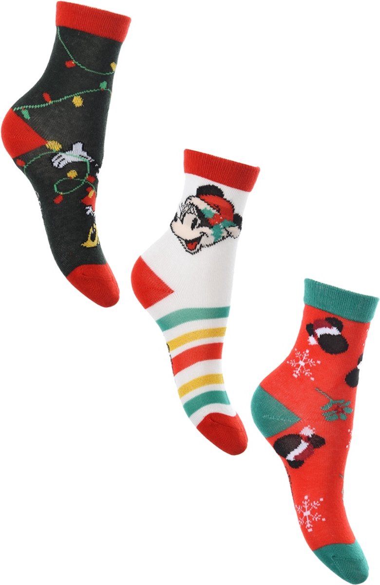 Minnie Mouse - sokken Minnie Mouse - Kerst - Meisjes - 3 paar - maat 27/30