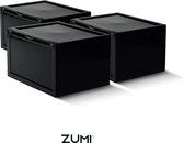 Zumi - Sneaker Storage Box - Sneakerbox - Schoenen opbergsysteem - Schoenen organizer - Stapelbaar - Zwart - 3 Stuks