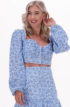 NA-KD Organic Gathered Detail Long Sleeve Blouse Dames - Jurken - Kleedje - Blauw - Maat 36