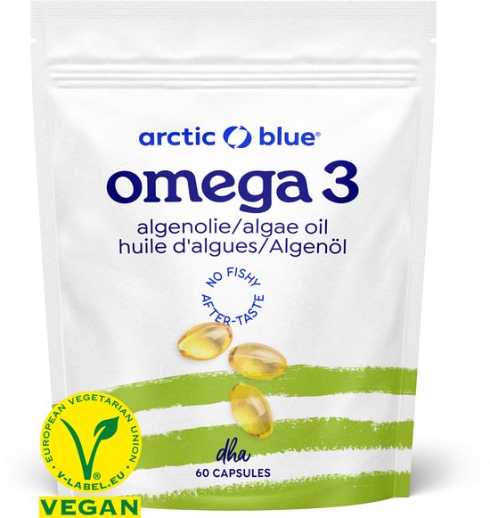 Foto: Arctic blue omega 3 algenolie capsules 250 mg dha 60 doseringen vegan keurmerk