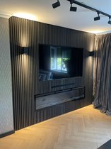 Akoestisch Wandpaneel - Zwart Eikenhout - 240 x 60 cm - Houten Wandpaneel - Milieuvriendelijk materiaal - Akoestische Panelen
