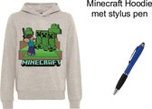 Minecraft Hoodie - Sweater met kap -  met Stylus Pen.Maat 116 cm / 6 jaar.
