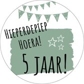 5 Jaar Verjaardag Groene Traktatiestickers | Stickers Uitdelen Trakteren | 20 Stuks