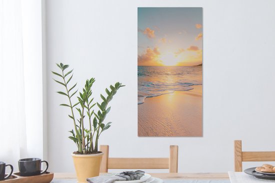Peinture sur toile - Plage - Soleil - Nuages - Mer - Eté - Peintures sur toile - Toile - 40x80 cm - Décoration murale - Chambre
