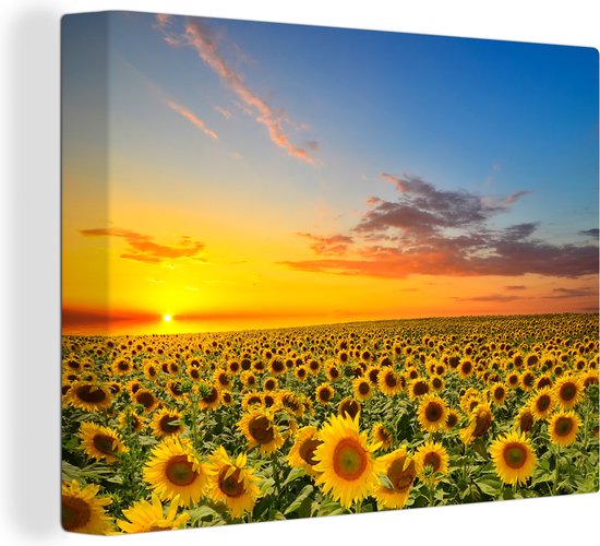 Toile - Peinture fleurs - Tournesol - Fleurs - Soleil - Décoration chambre - Tableau sur toile - 160x120 cm - Décoration murale - Salon