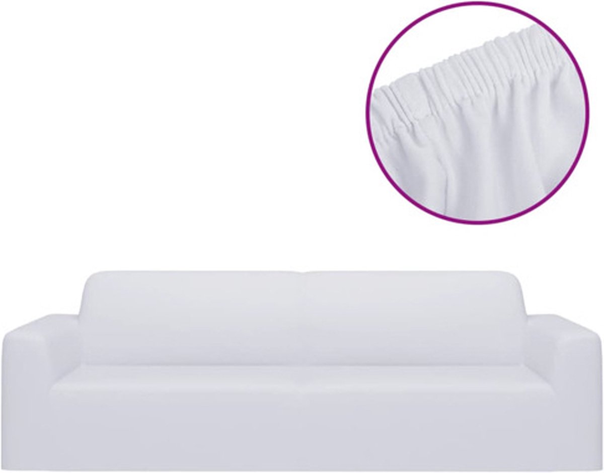 vidaXL Driezitsbankhoes - stretch - polyester - jersey - wit