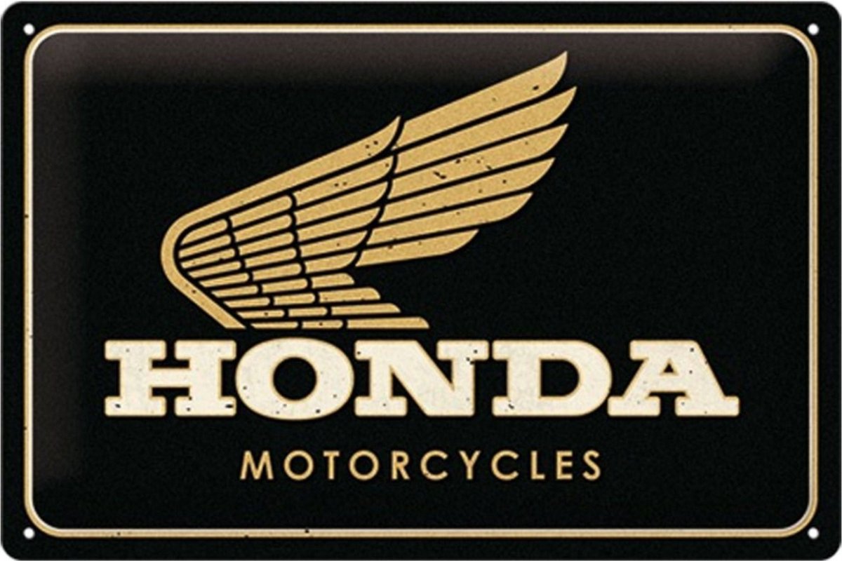 Nostalgic Art Merchandising Metalen Bord 20x30 cm Honda MC Motorcycles Goud