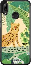 Casimoda® telefoonhoesje - Geschikt voor Huawei P Smart (2019) - Jungle Luipaard - Zwart TPU hoesje - Backcover - Geel - Luipaardprint