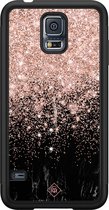 Casimoda® hoesje - Geschikt voor Samsung Galaxy S5 - Marmer Twist - Zwart TPU Backcover - Marmer - Rosekleurig