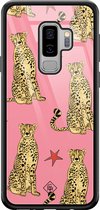 Casimoda® hoesje - Geschikt voor Samsung Galaxy S9+ - The Pink Leopard - Luxe Hard Case Zwart - Backcover telefoonhoesje - Roze