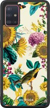 Casimoda® hoesje - Geschikt voor Samsung Galaxy A71 - Zonnebloemen / Bloemen - Zwart TPU Backcover - Bloemen - Geel