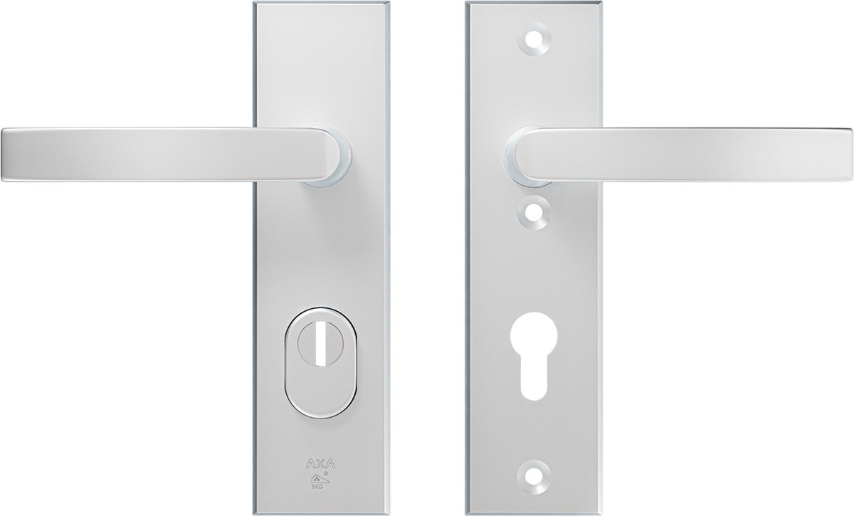 AXA Veiligheidsbeslag (Edge Plus) Kortschild Aluminium glad: Kruk-Kruk (model Blok) PC72 met kerntrekbeveiliging SKG***