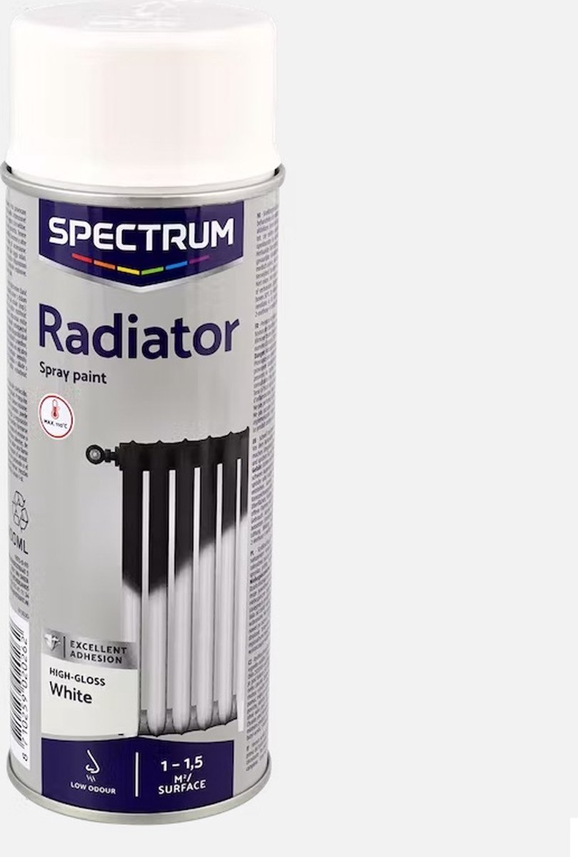 Spectrum radiator spuitverf | 400 ml | Hittebestendig| wit