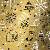 Inpakpapier Goud Kerst Cadeaupapier Holidays- Breedte 50 cm - 200m lang
