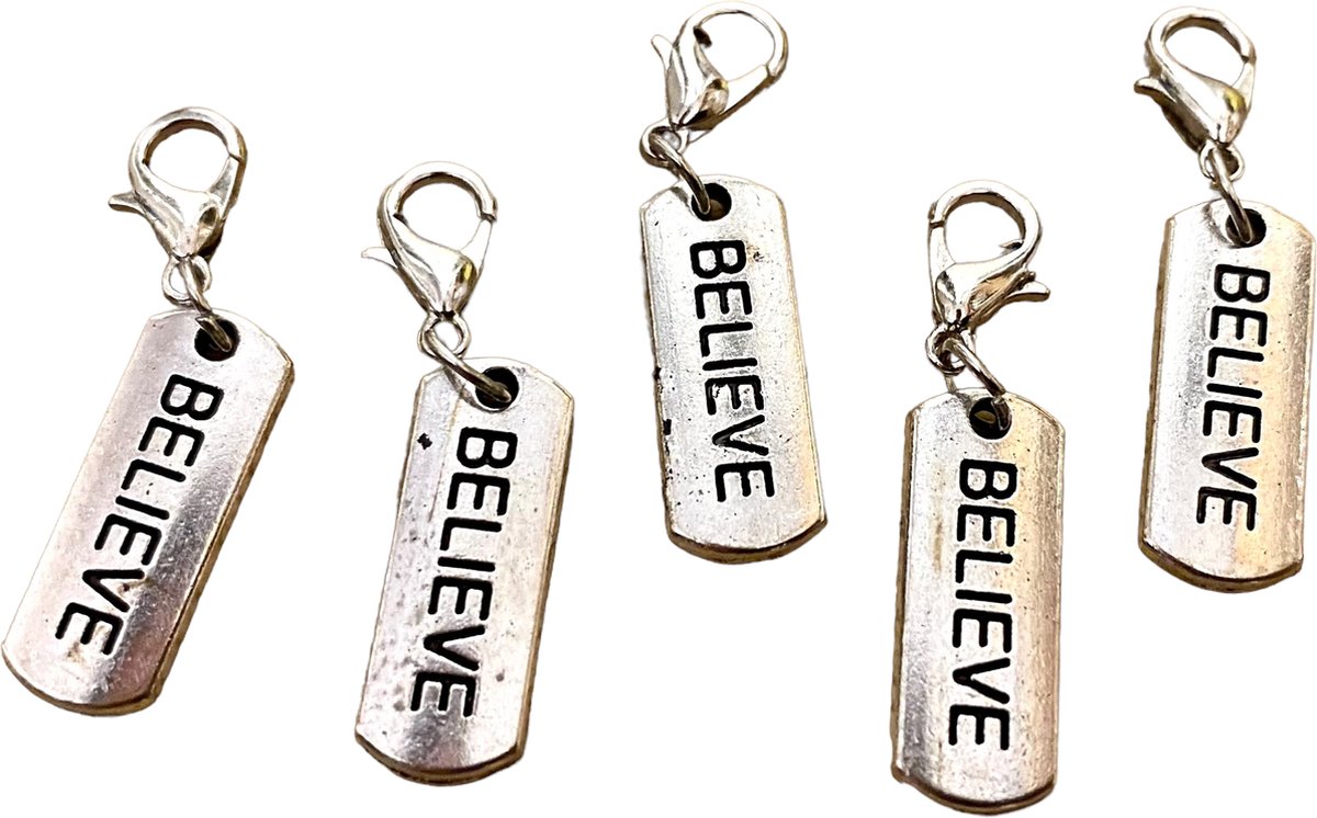 Hanger met - Tekst - Believe - 5 stuks - Bedels