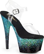 Pleaser Ankle Strap Sandal, Pole Dance Shoes -36 Shoes- ADORE-708SS US 6 Turquoise/ Zwart