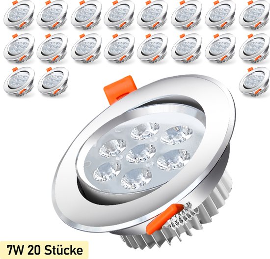DUSKTEC Spot LED Encastrable Extra Plat 220V, Blanc Chaud, Lot 10 Spot LED 7W 660LM Salle de
