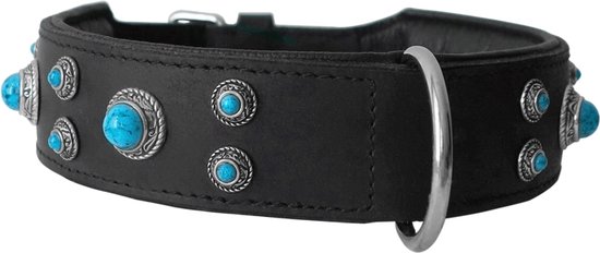 Collier pour chien Cuir Antique Turquoise - 70 cm de long