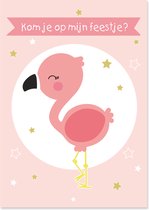 Uitnodigingen kinderfeestje met flamingo - Kinderfeestje uitnodigingen met Flamingo - UITNODIGING KINDERFEESTJE - Uitnodigingskaarten - Uitnodiging kinderfeestje meisje