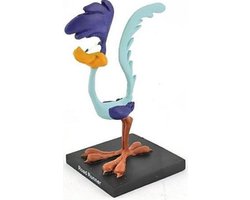 Tinnen beeldje vogel Road Runner - hoogte 10 kleur blauw looney tunes beeldje handgeschilderd op sokkeltje