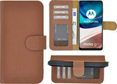 Motorola Moto G42 Hoesje - Bookcase - Moto G42 Hoesje Book Case Wallet Echt Leer Bruin Cover