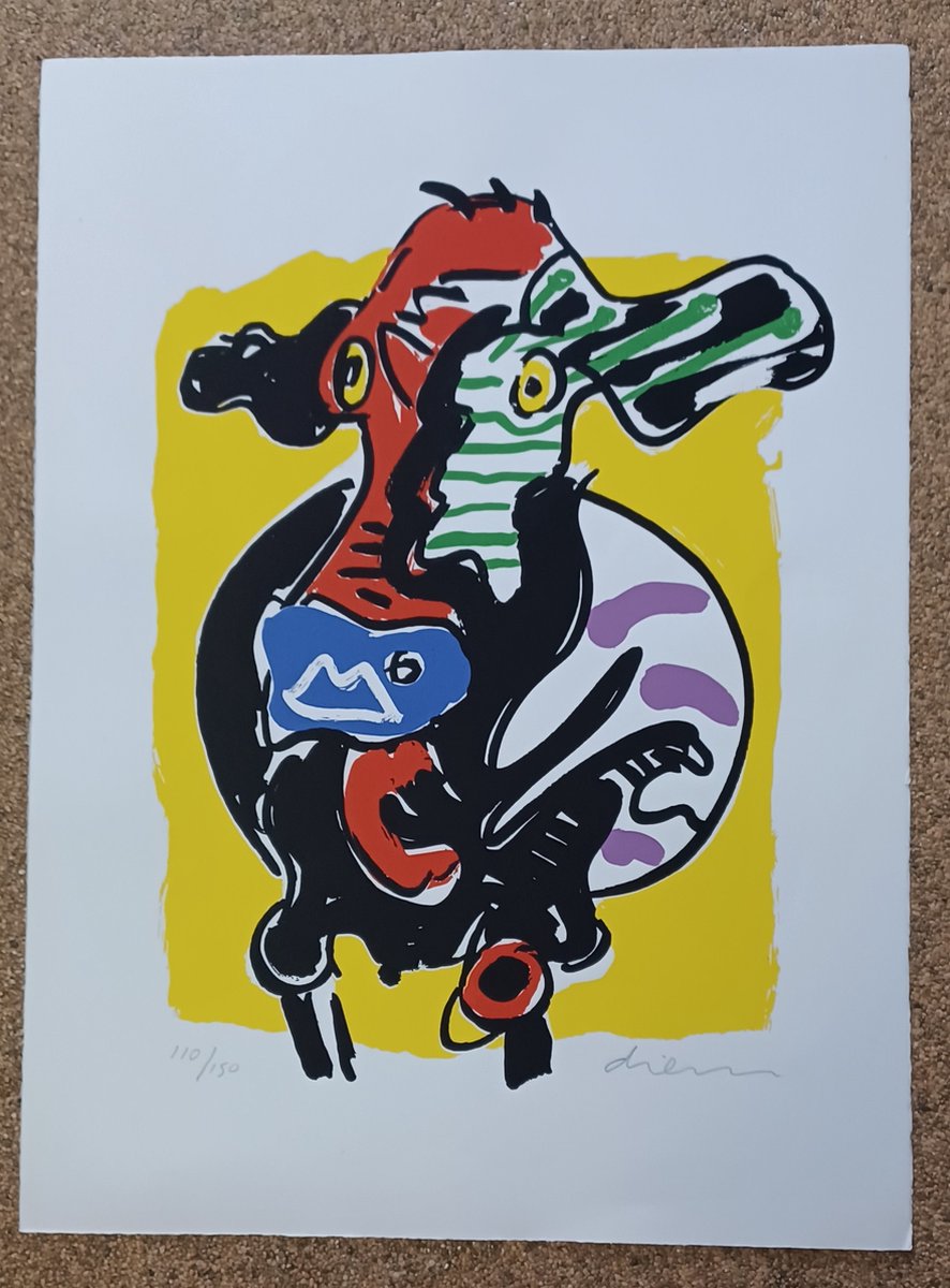 Grafiek (zeefdruk) Peter Diem - Koe 56 x 76 cm