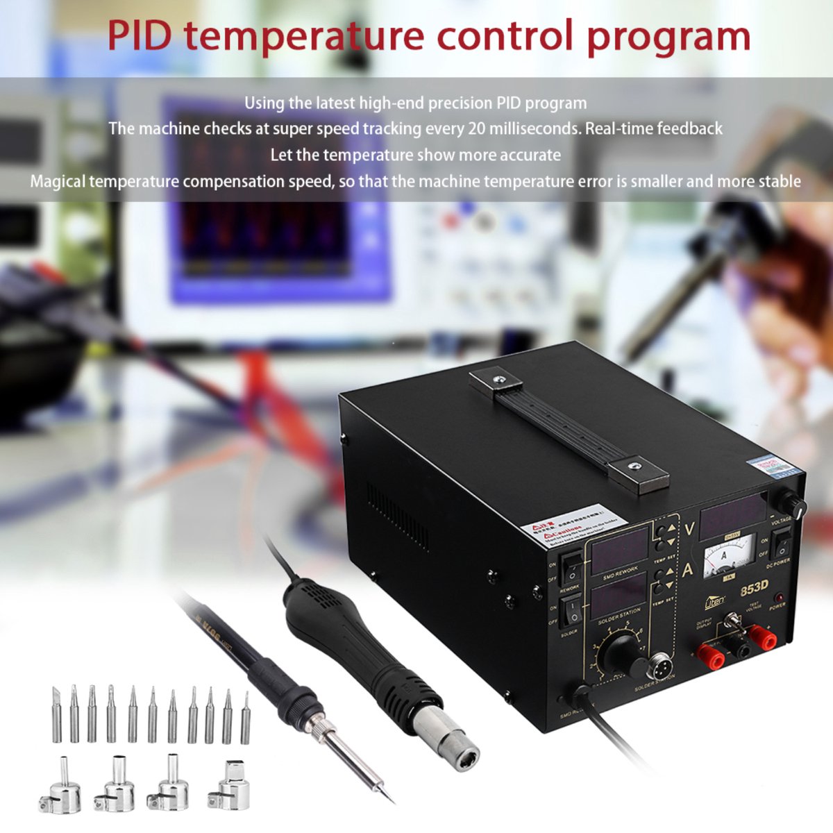 Uten 853D 3in1 Soldeerstation Digitaal - 760 W - Heteluchtpistool - 100 ~ 480°c - Soldeerbout - 200-480°C - Voor Smd Componenten – foto 6